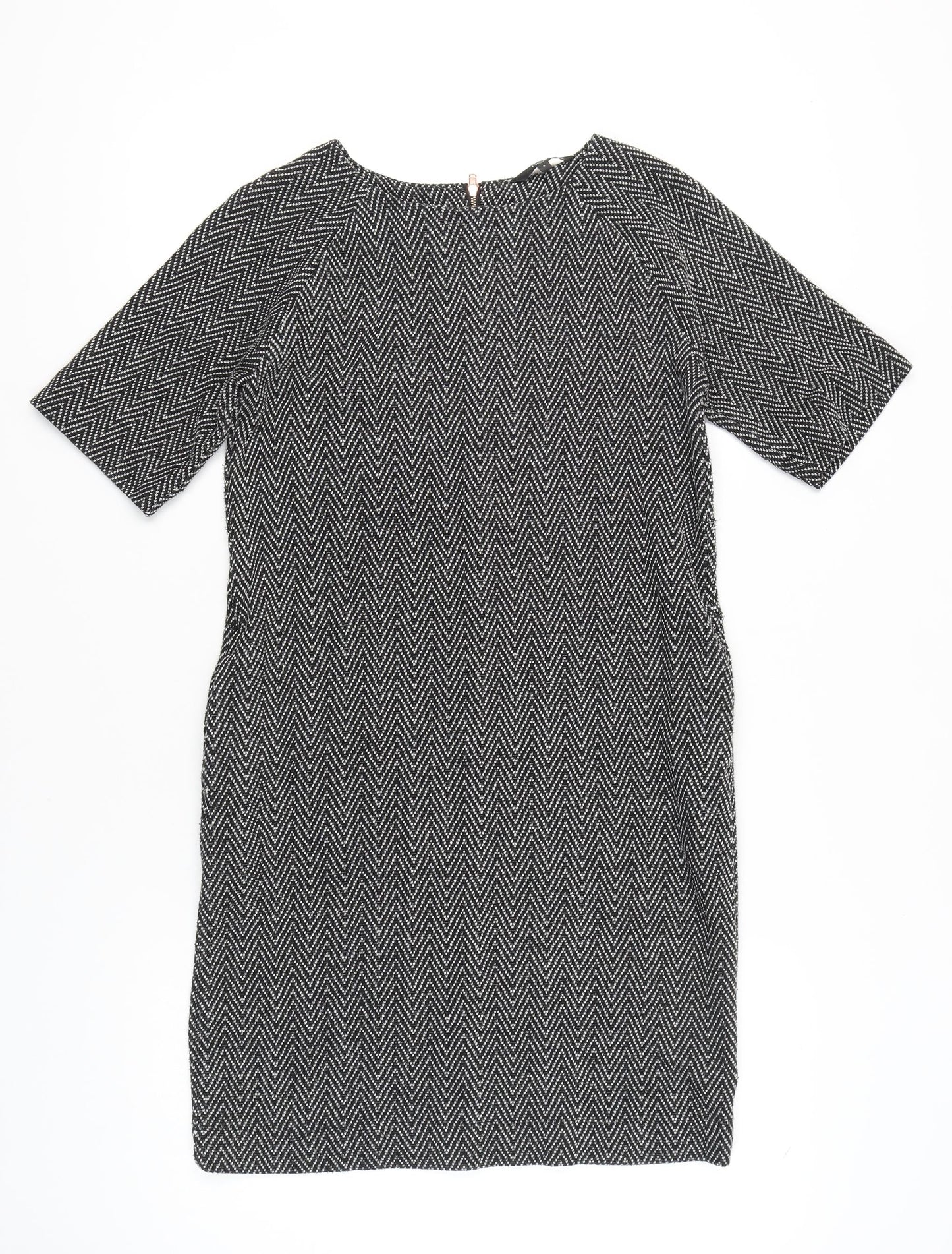 Next Women’s Black Herringbone Shift Dress Size 8 Workwear