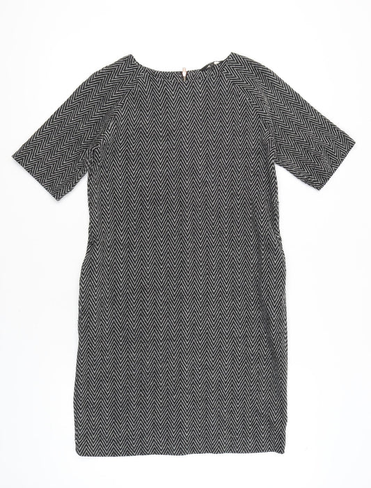 Next Women’s Black Herringbone Shift Dress Size 8 Workwear