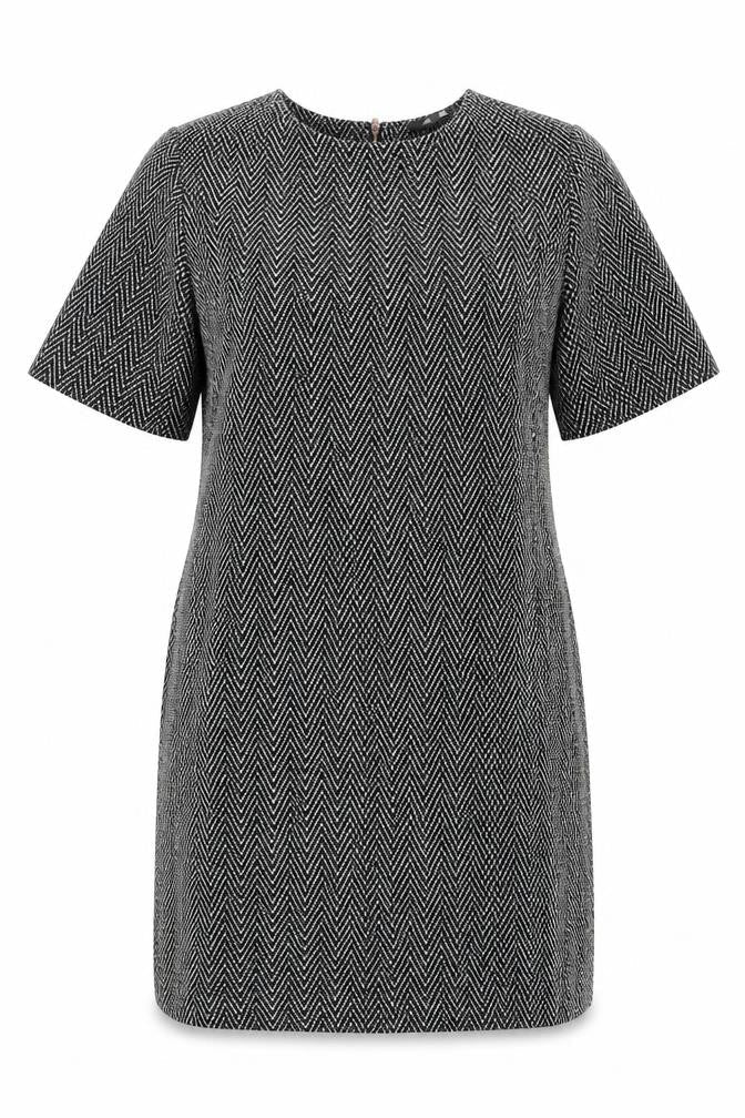 Next Women’s Black Herringbone Shift Dress Size 8 Workwear