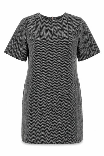 Next Women’s Black Herringbone Shift Dress Size 8 Workwear
