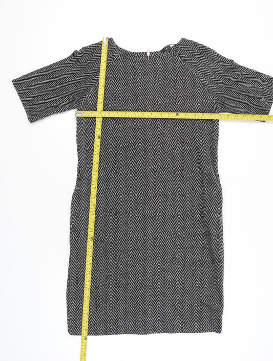 Next Women’s Black Herringbone Shift Dress Size 8 Workwear
