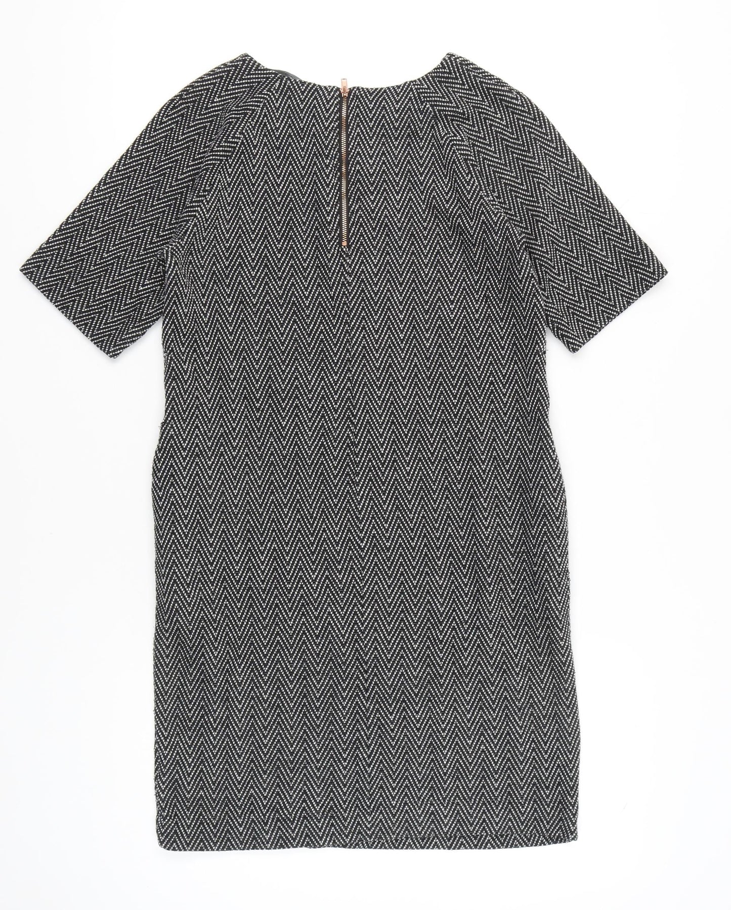 Next Women’s Black Herringbone Shift Dress Size 8 Workwear