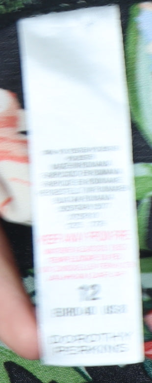 Dorothy Perkins Women’s Black Floral Shirt Dress UK 12 Knee Length