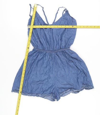 Dazie Women’s Blue Denim Cotton Playsuit Size 6 V-Neck Summer