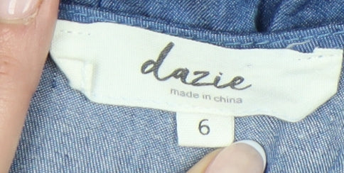 Dazie Women’s Blue Denim Cotton Playsuit Size 6 V-Neck Summer