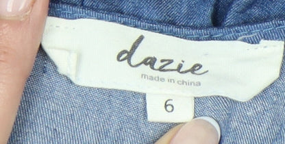 Dazie Women’s Blue Denim Cotton Playsuit Size 6 V-Neck Summer