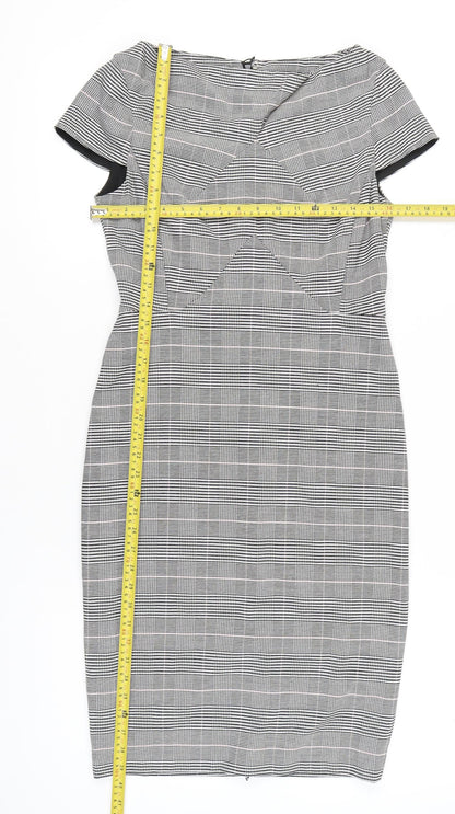 Marks and Spencer Women Grey Check Sheath Work Dress UK 10
