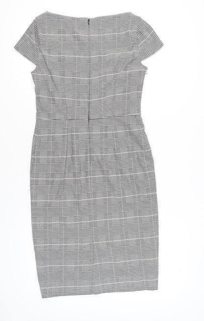 Marks and Spencer Women Grey Check Sheath Work Dress UK 10