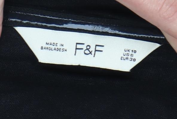 F&F Womens Black Size 10 Strapless Midi Bodycon Dress Linen Blend