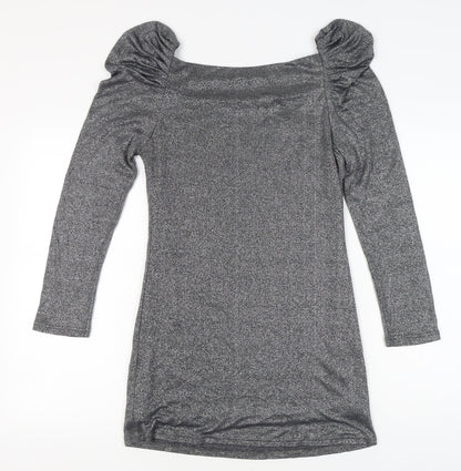 Jarlo Women’s Silver Bodycon Party Dress Size 14 Long Sleeve