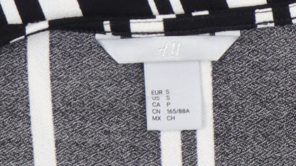 H&M Women’s Black White Striped Wrap Dress Size 8 Knee Length