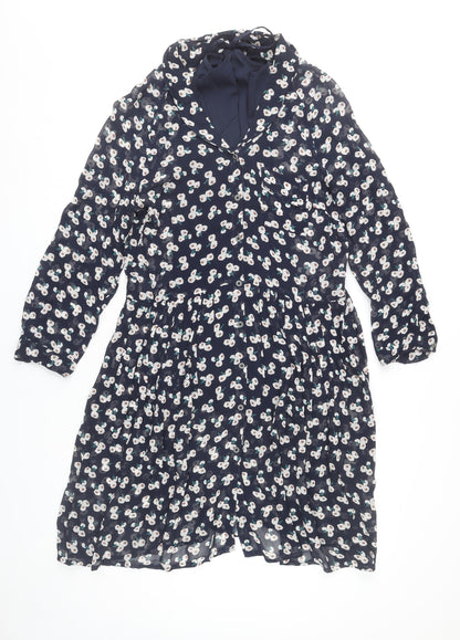 Marks and Spencer Women Blue Floral A-Line Dress Size 12