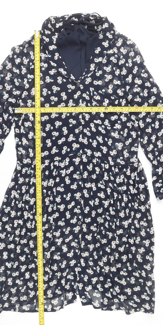 Marks and Spencer Women Blue Floral A-Line Dress Size 12