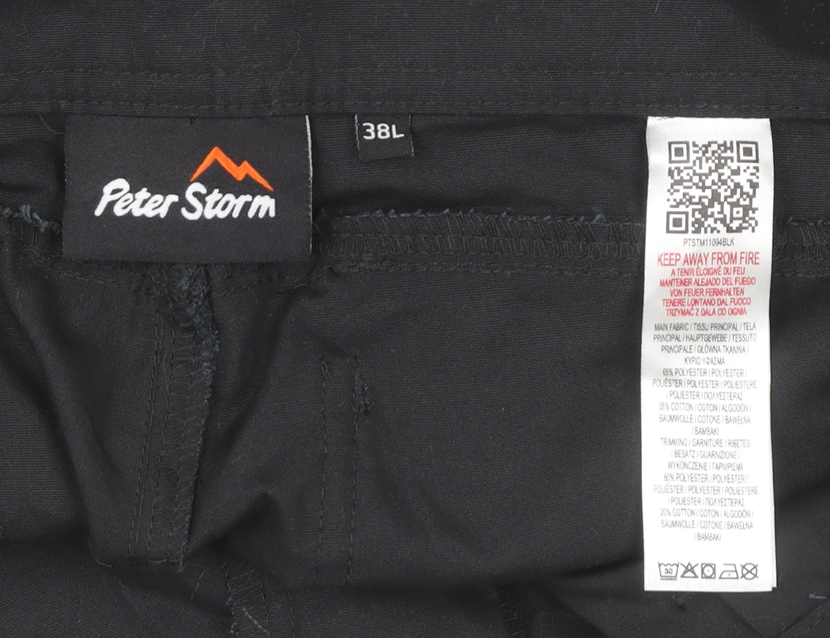 Peter Storm Men’s Black Cargo Trousers 38W 34L Lightweight Workwear