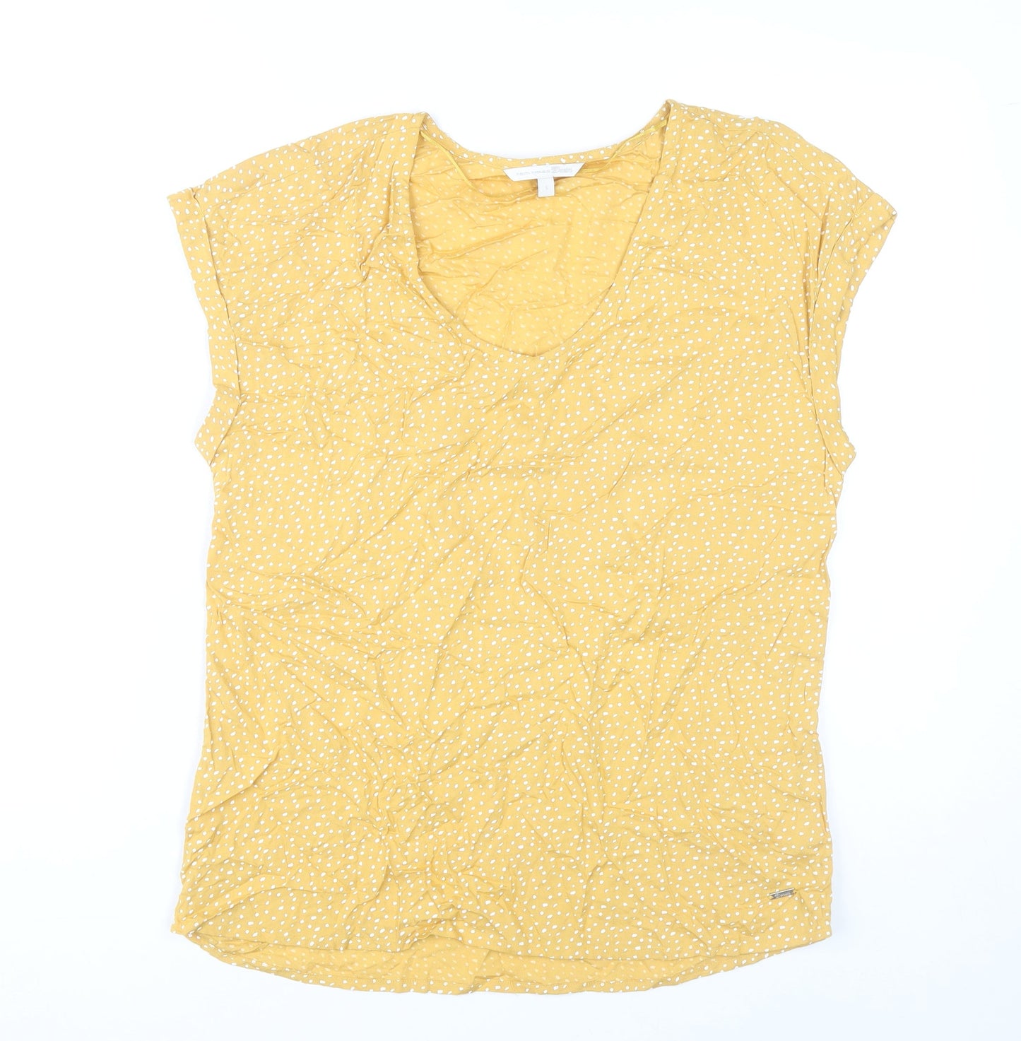Womens UK Size S TOM TAILOR Yellow Basic T-Shirt