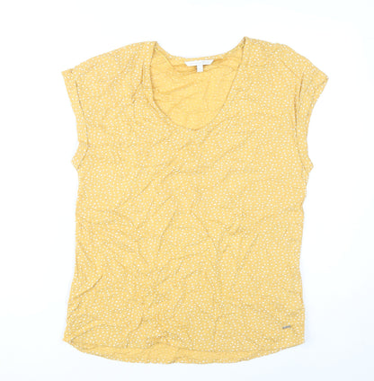 Womens UK Size S TOM TAILOR Yellow Basic T-Shirt