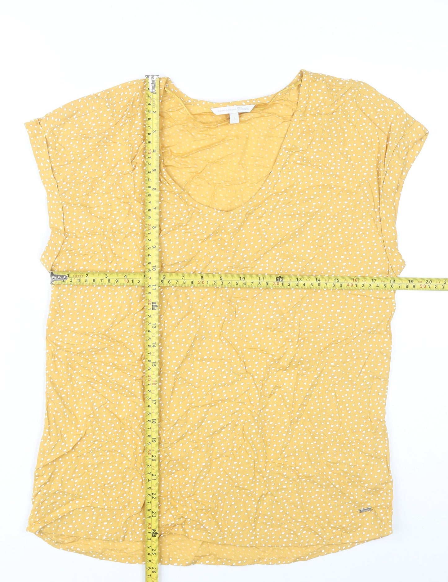 Womens UK Size S TOM TAILOR Yellow Basic T-Shirt