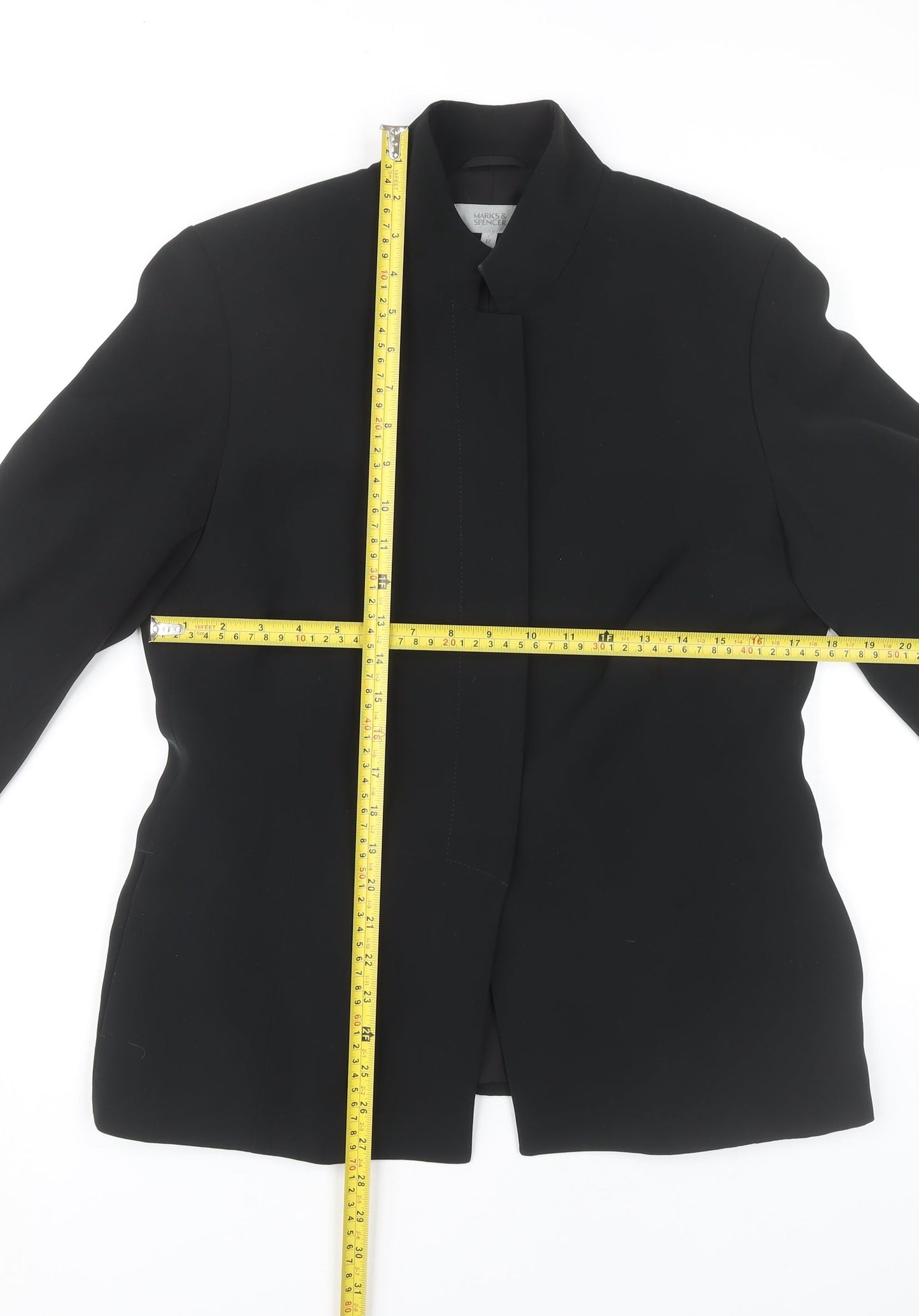 Marks and Spencer Women Black Size 12 Single Breasted Suit Jacket