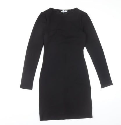 H&M Women’s Black XS Bodycon Long Sleeve Knee Length Dress