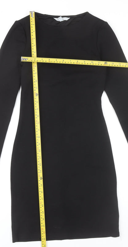 H&M Women’s Black XS Bodycon Long Sleeve Knee Length Dress