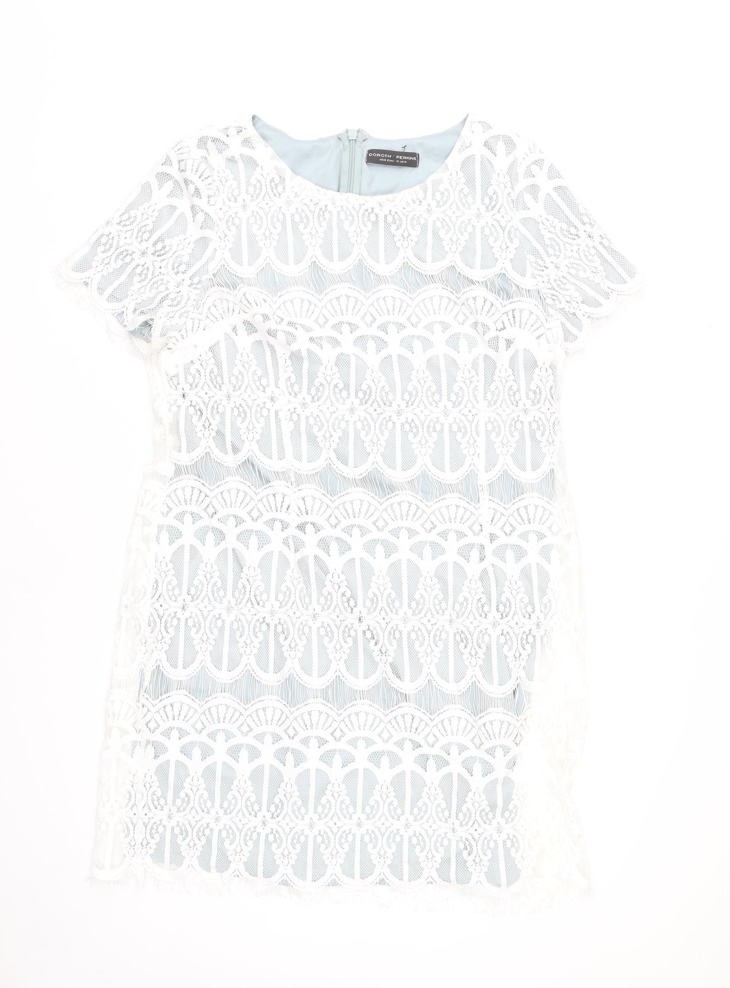 Dorothy Perkins Women’s White Lace Shift Dress Size 18 Knee Length