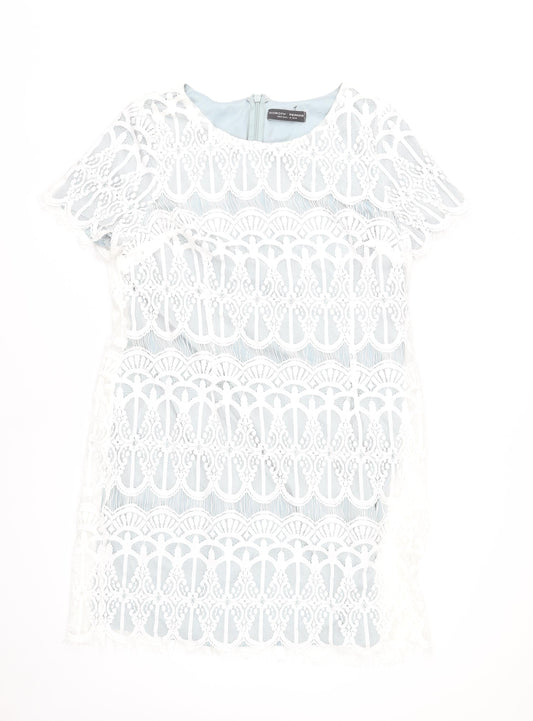 Dorothy Perkins Women’s White Lace Shift Dress Size 18 Knee Length