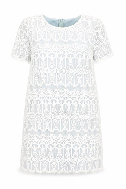 Dorothy Perkins Women’s White Lace Shift Dress Size 18 Knee Length