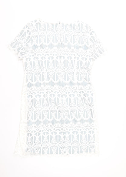Dorothy Perkins Women’s White Lace Shift Dress Size 18 Knee Length