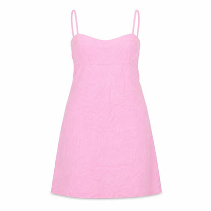 Zara Women Pink Linen Blend Slip Dress Size 14 Short Summer