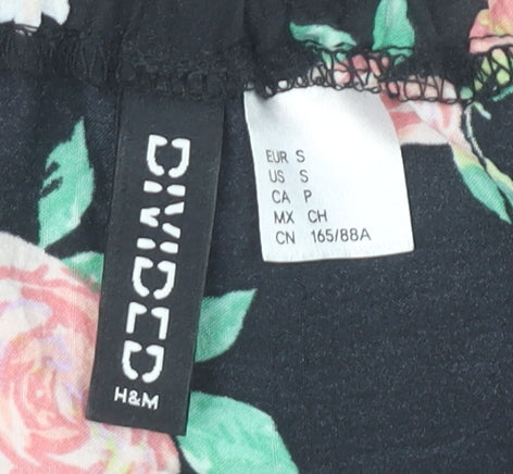 Womens UK Size S H&M Black Cropped Blouse