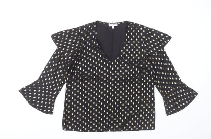 Womens UK Size 10 Warehouse Black Tunic Blouse