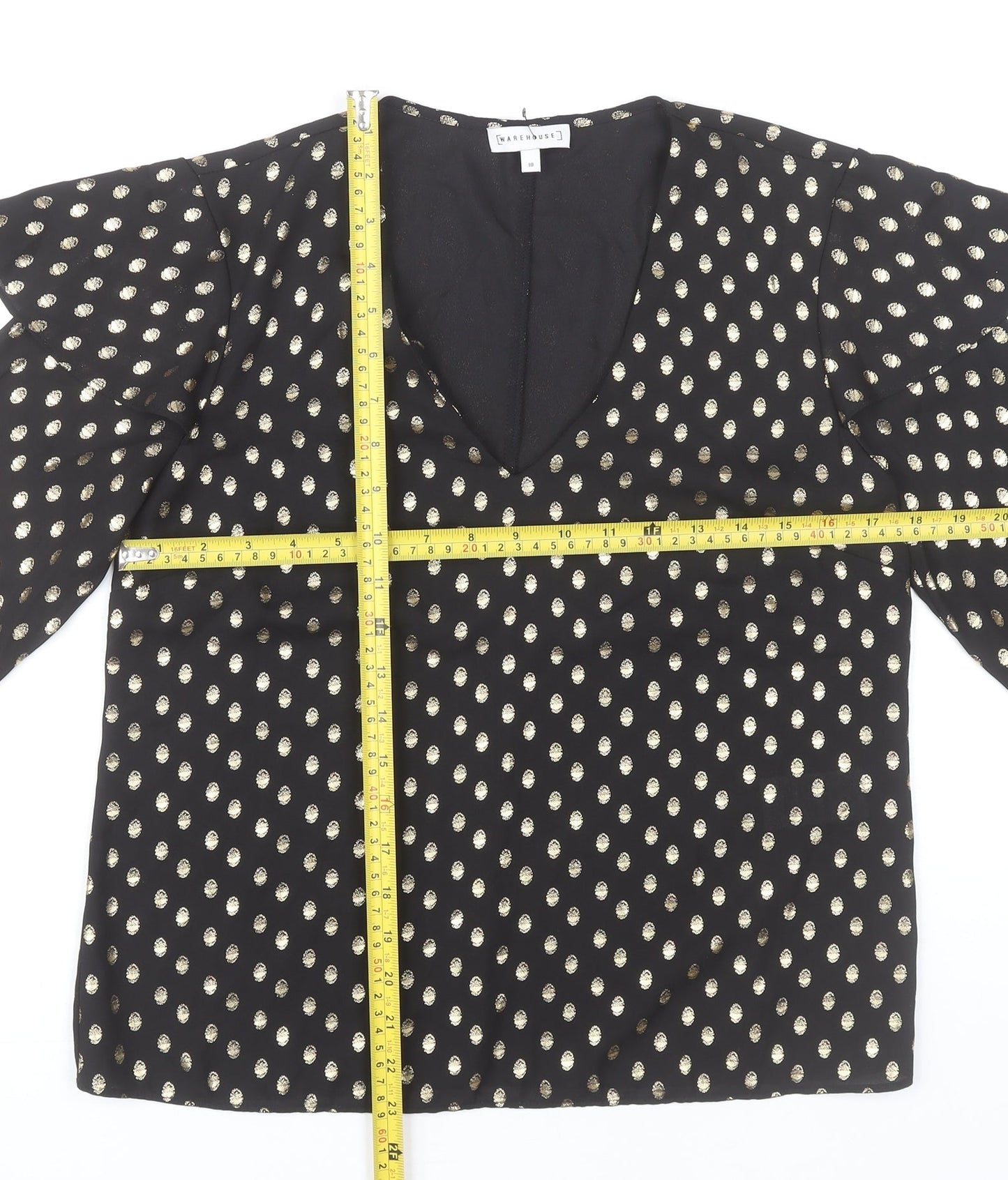Womens UK Size 10 Warehouse Black Tunic Blouse