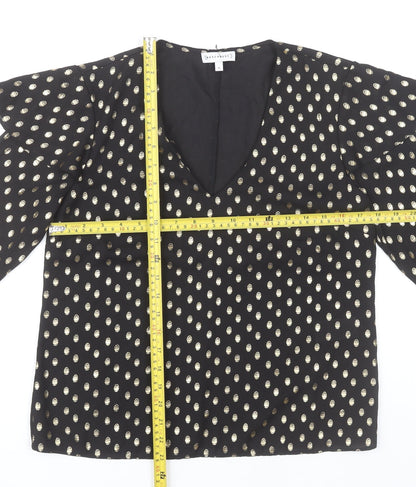 Womens UK Size 10 Warehouse Black Tunic Blouse