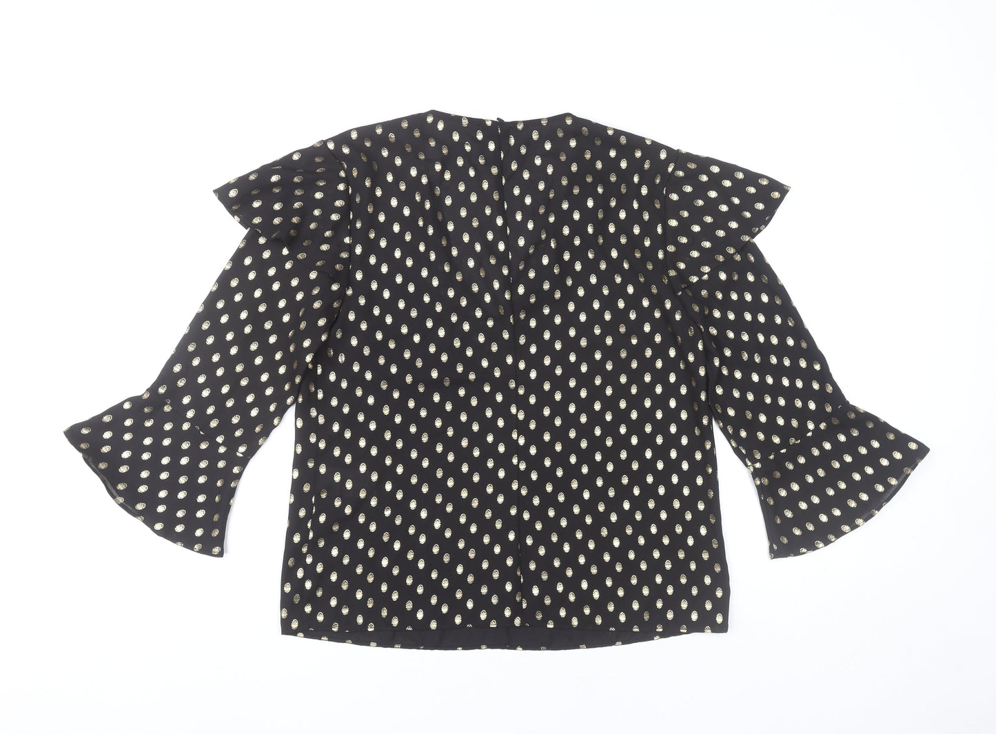Womens UK Size 10 Warehouse Black Tunic Blouse