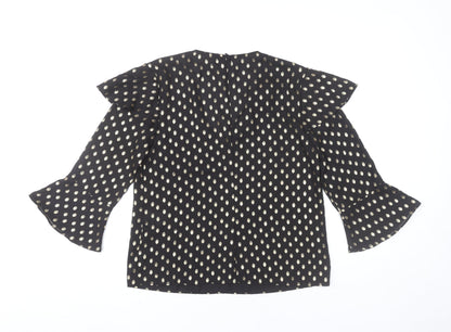 Womens UK Size 10 Warehouse Black Tunic Blouse