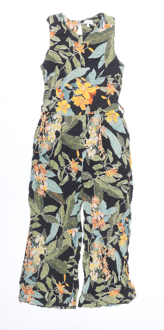 Warehouse Women’s Multicoloured Floral Wide Leg Viscose Jumpsuit Size 6