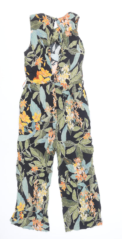 Warehouse Women’s Multicoloured Floral Wide Leg Viscose Jumpsuit Size 6