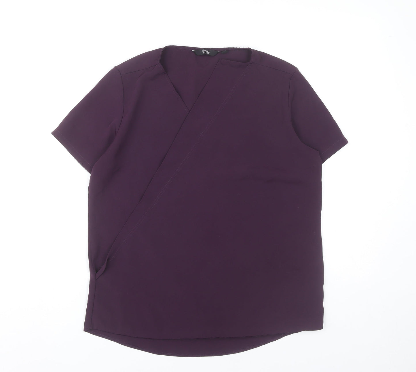 Womens UK Size 12 Simon Jersey Purple Wrap Blouse