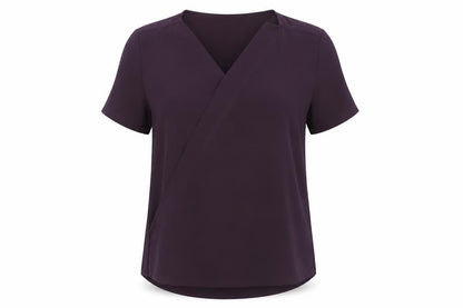 Womens UK Size 12 Simon Jersey Purple Wrap Blouse