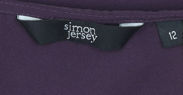 Womens UK Size 12 Simon Jersey Purple Wrap Blouse