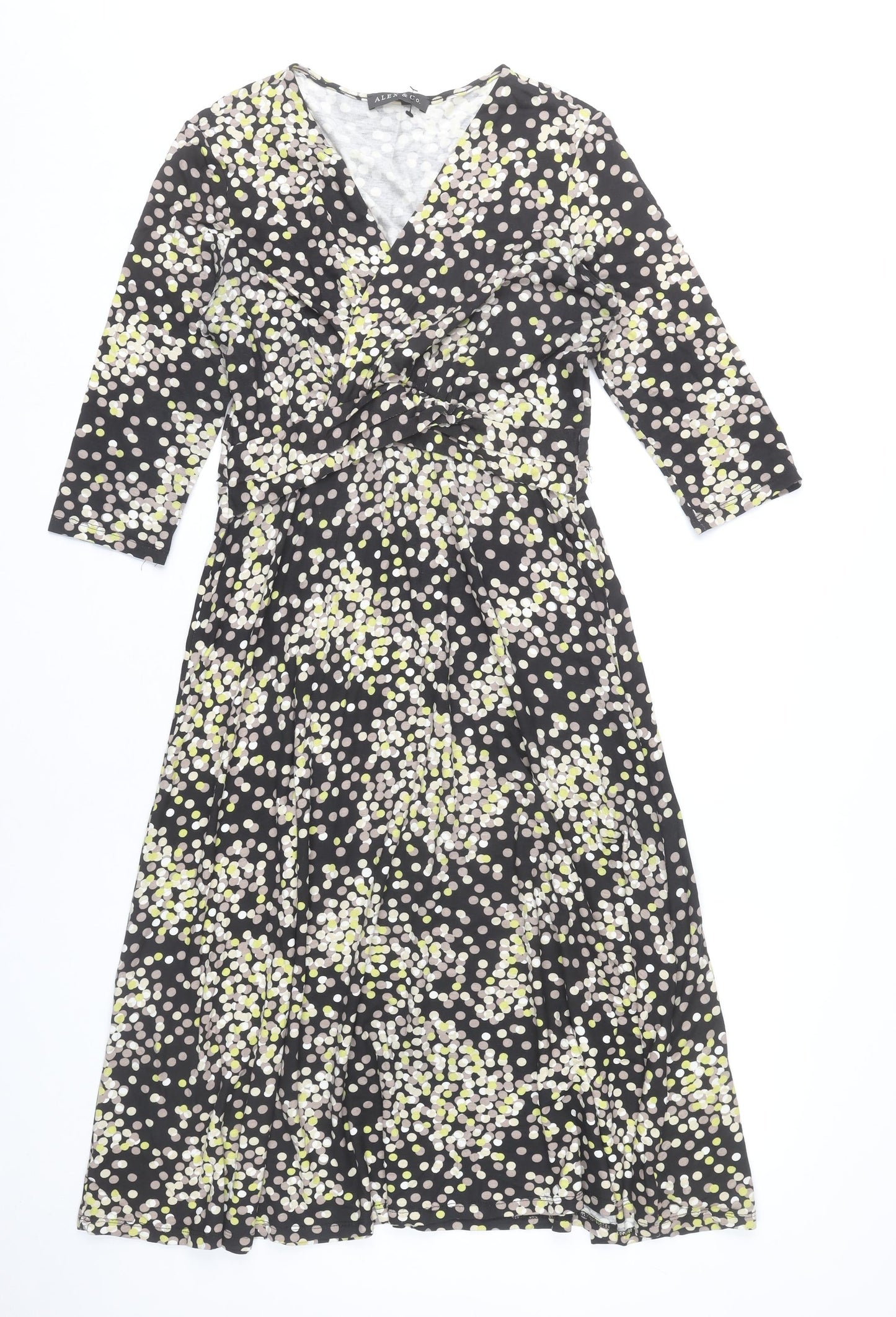Alex & Co. Women’s Black Polka Dot Midi Wrap Dress Size 10
