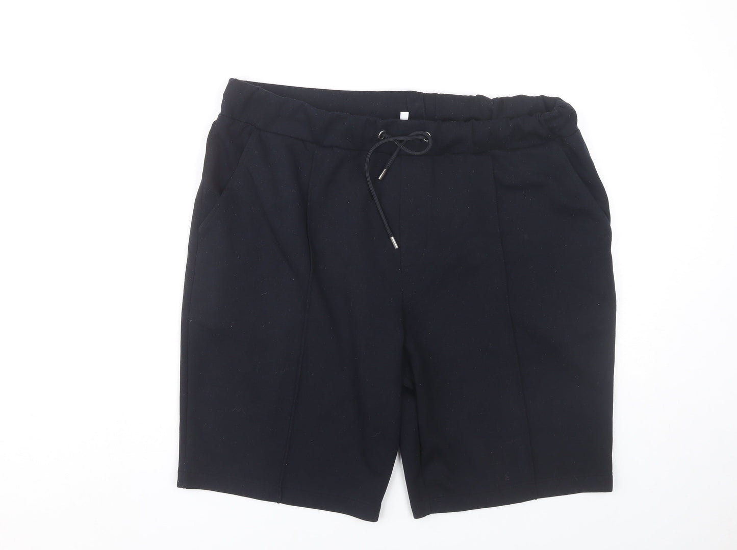 Reiss Men’s Black Chino Shorts Size L Elastic Waist Drawstring