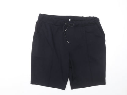 Reiss Men’s Black Chino Shorts Size L Elastic Waist Drawstring