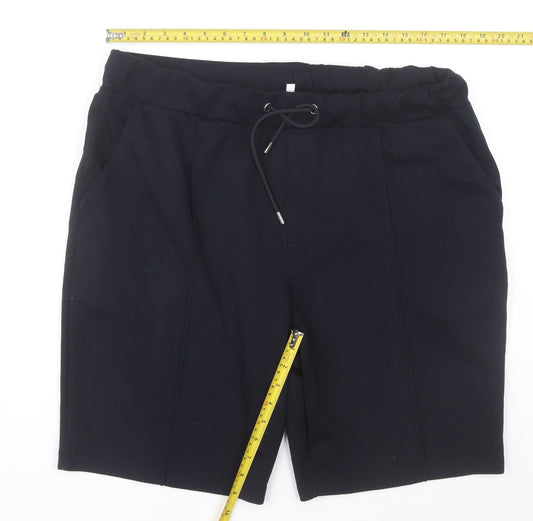 Reiss Men’s Black Chino Shorts Size L Elastic Waist Drawstring