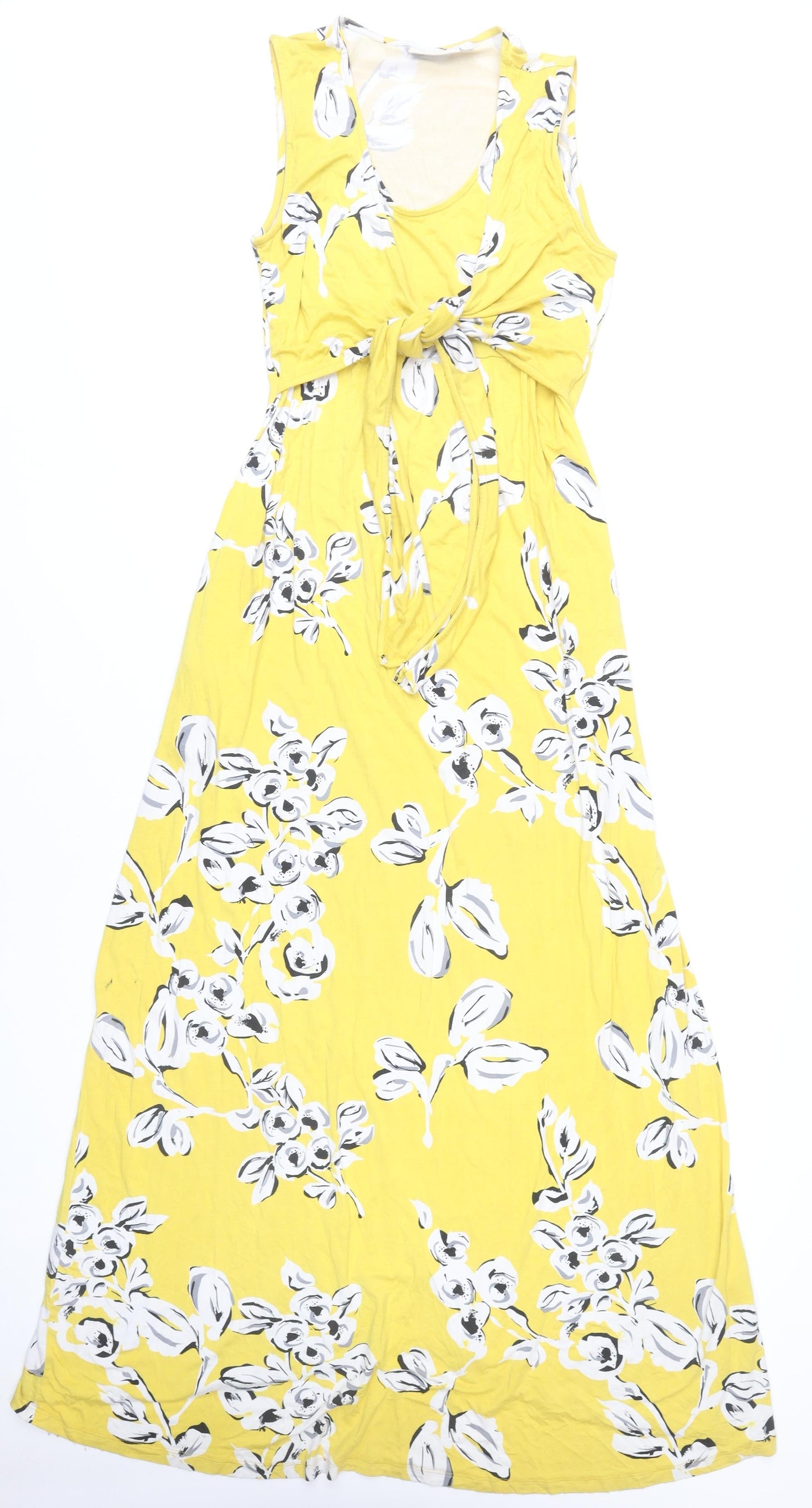 JoJo Maman Bébé Women Yellow Floral Maxi Dress S Viscose Sleeveless
