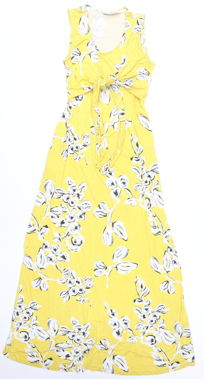 JoJo Maman Bébé Women Yellow Floral Maxi Dress S Viscose Sleeveless
