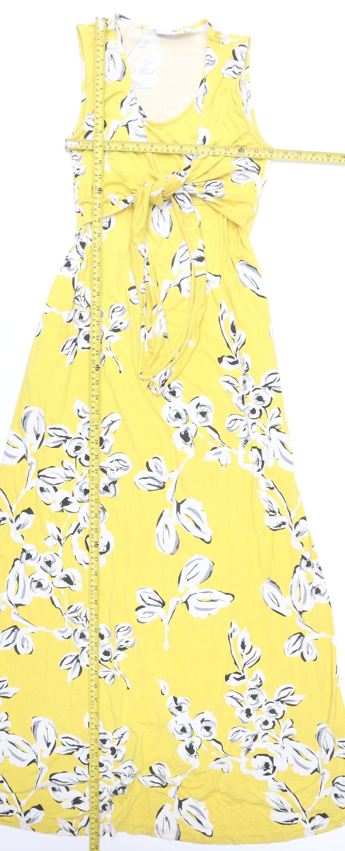 JoJo Maman Bébé Women Yellow Floral Maxi Dress S Viscose Sleeveless