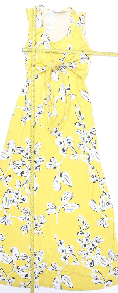 JoJo Maman Bébé Women Yellow Floral Maxi Dress S Viscose Sleeveless