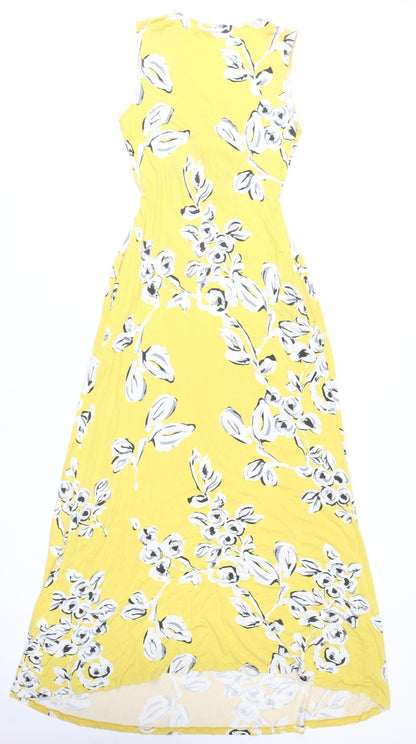 JoJo Maman Bébé Women Yellow Floral Maxi Dress S Viscose Sleeveless