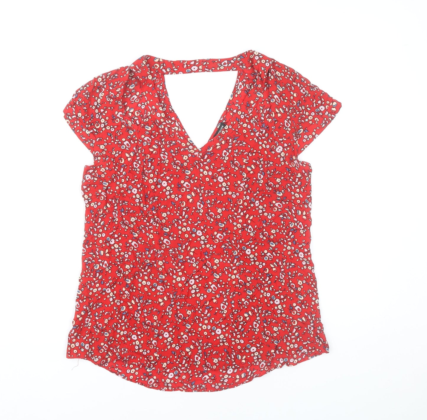 Womens UK Size 12 Warehouse Red Tunic Blouse